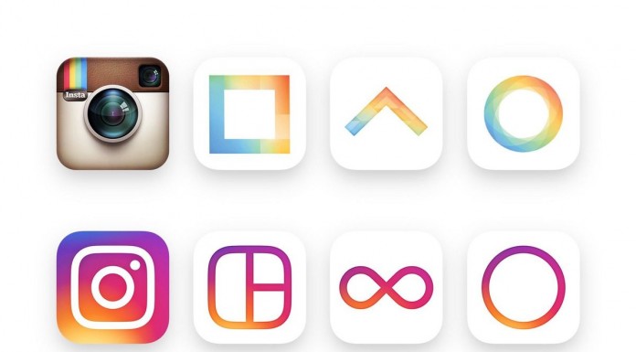 ภาพแถวบนเป็นโลโก้รูปแบบเก่าของ Instagram ส่วนภาพแถวล่างเป็นโลโก้รูปแบบใหม่ / Image: Instagram