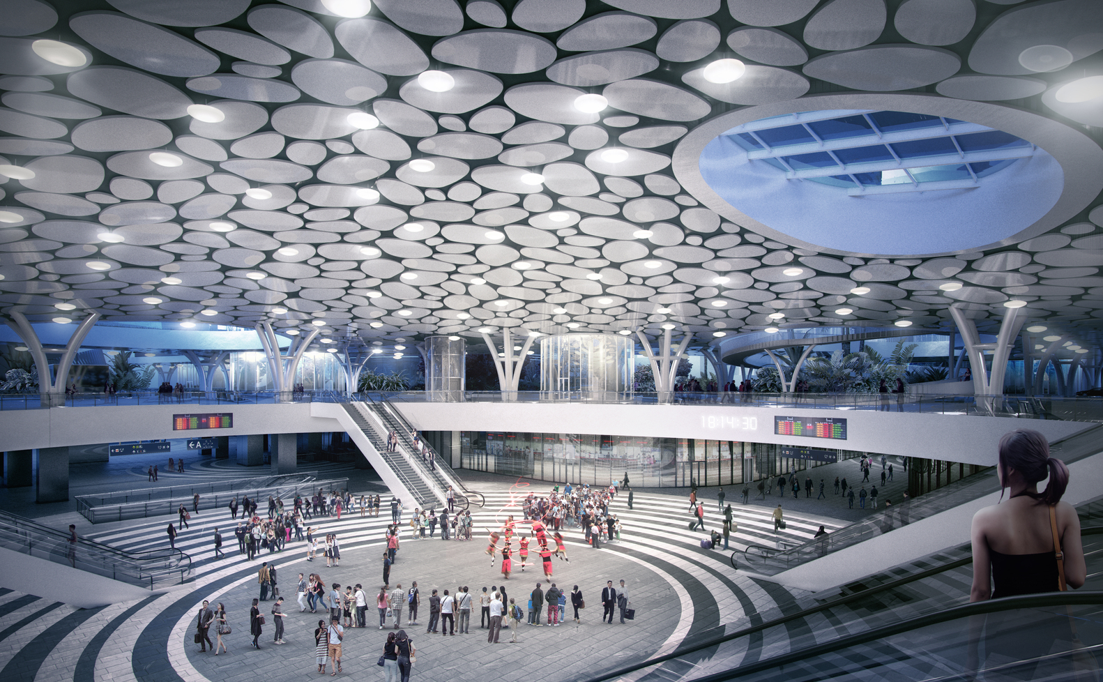 Mecanoo_Kaohsiung_Station_Hall_night