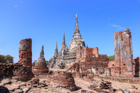 Three ancient pagoda at Phra Si Sanphet temple, Ayutthaya, Thail