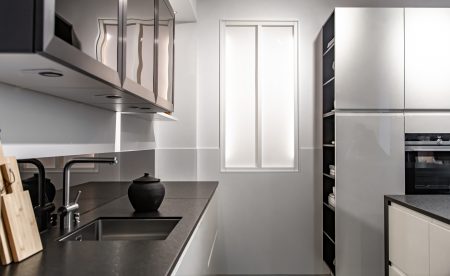 Interior of a modern kitchen in a minimalist style.